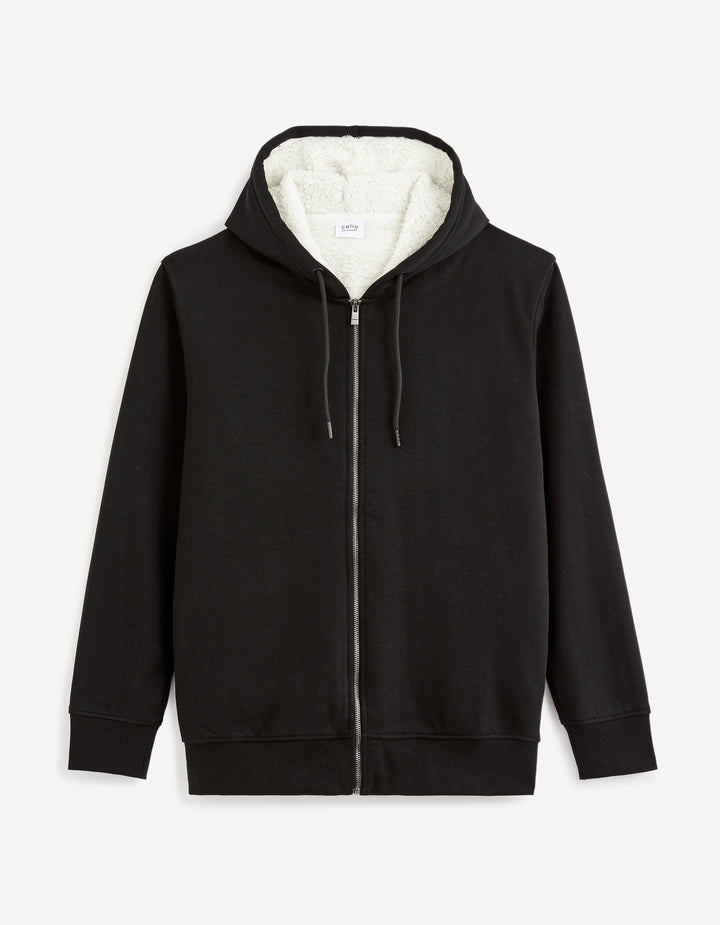 cotton blend zip-up hoodie