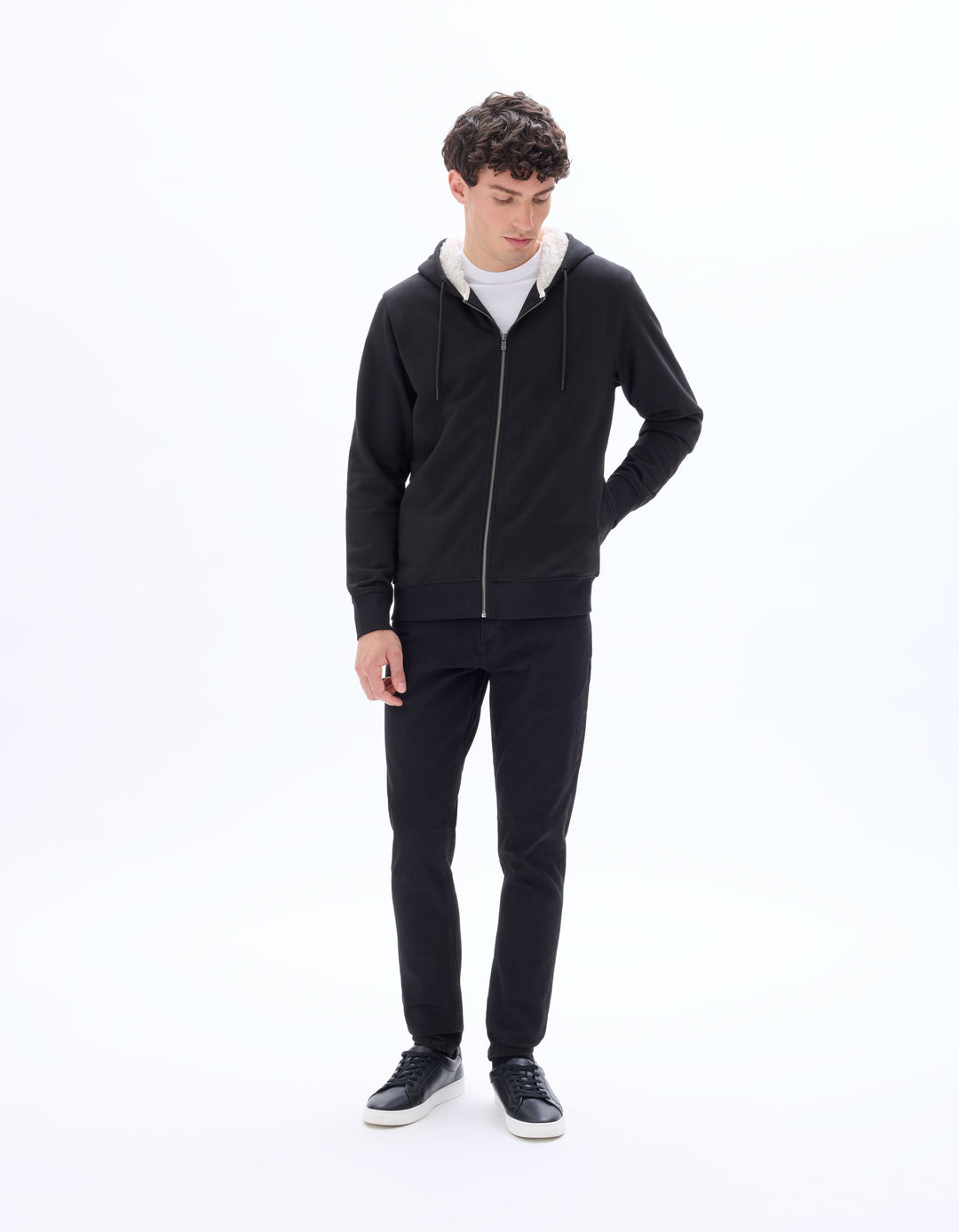 cotton blend zip-up hoodie