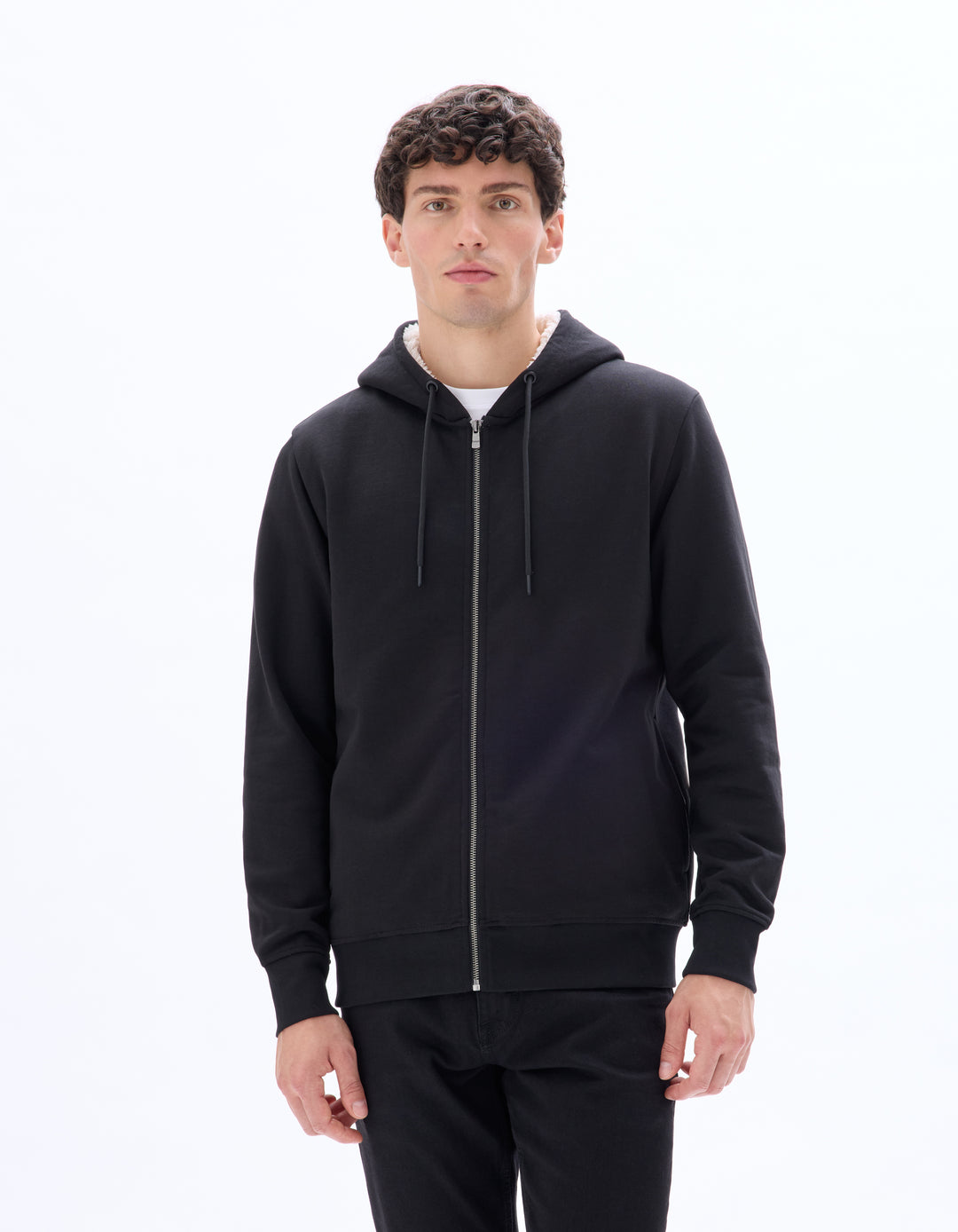 cotton blend zip-up hoodie