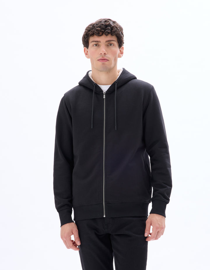 cotton blend zip-up hoodie