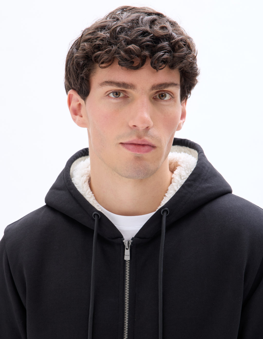 cotton blend zip-up hoodie
