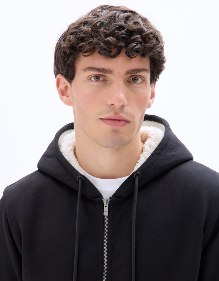 cotton blend zip-up hoodie