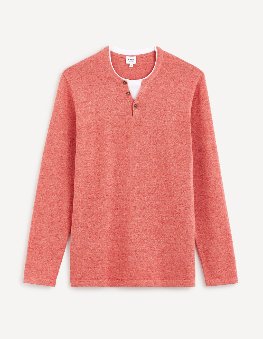 Cotton blend henley collar sweater