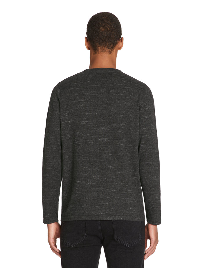 Cotton blend henley collar sweater