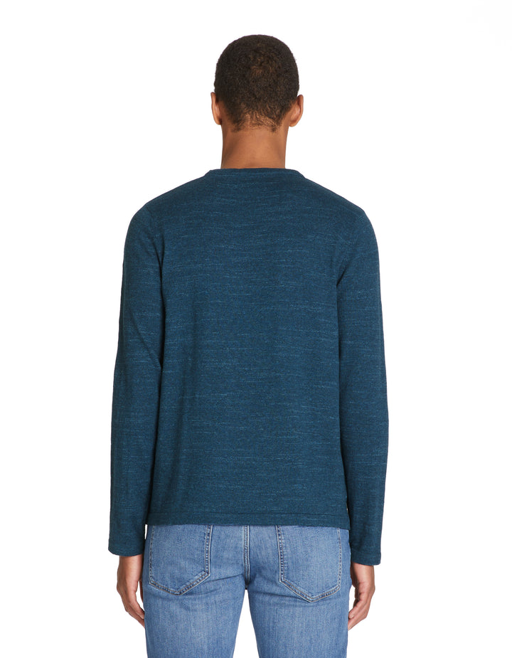 Cotton blend henley collar sweater