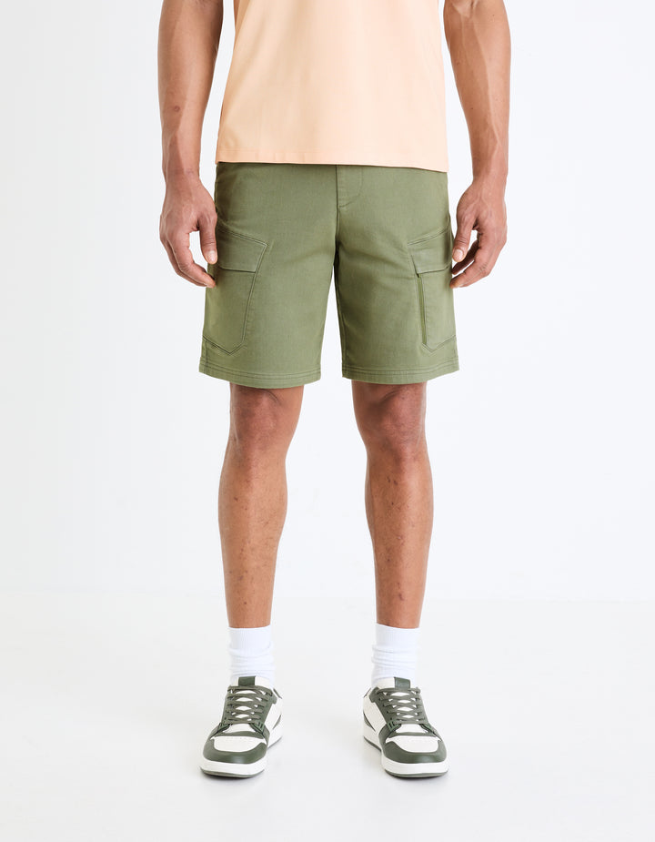 Stretch cotton knit Bermuda shorts