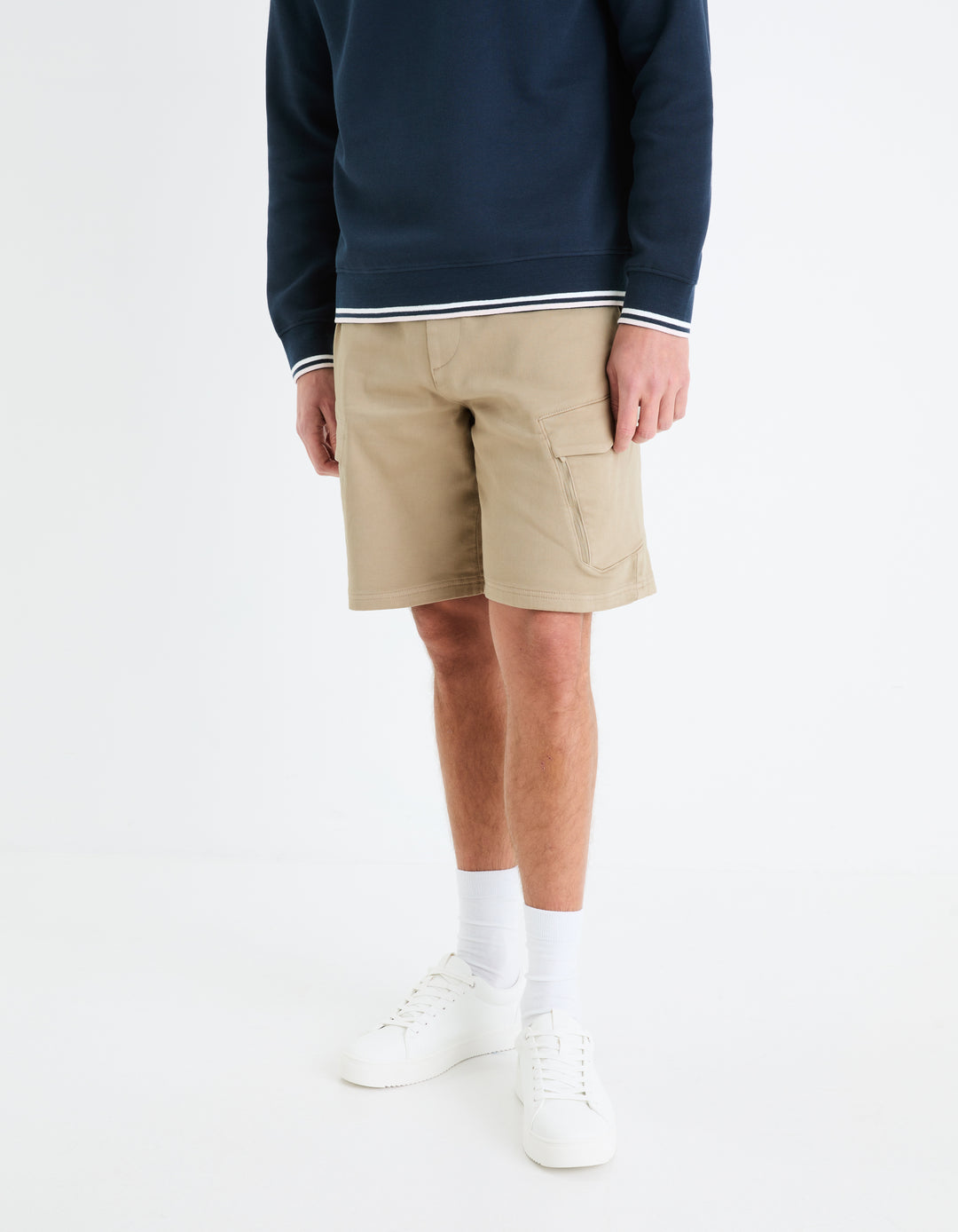 Stretch cotton knit Bermuda shorts