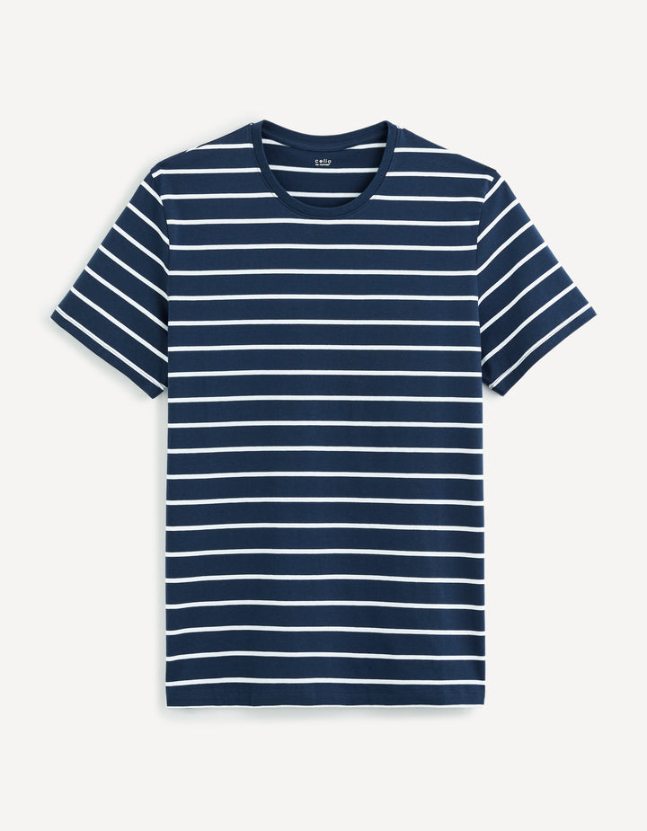 100% cotton striped straight t-shirt