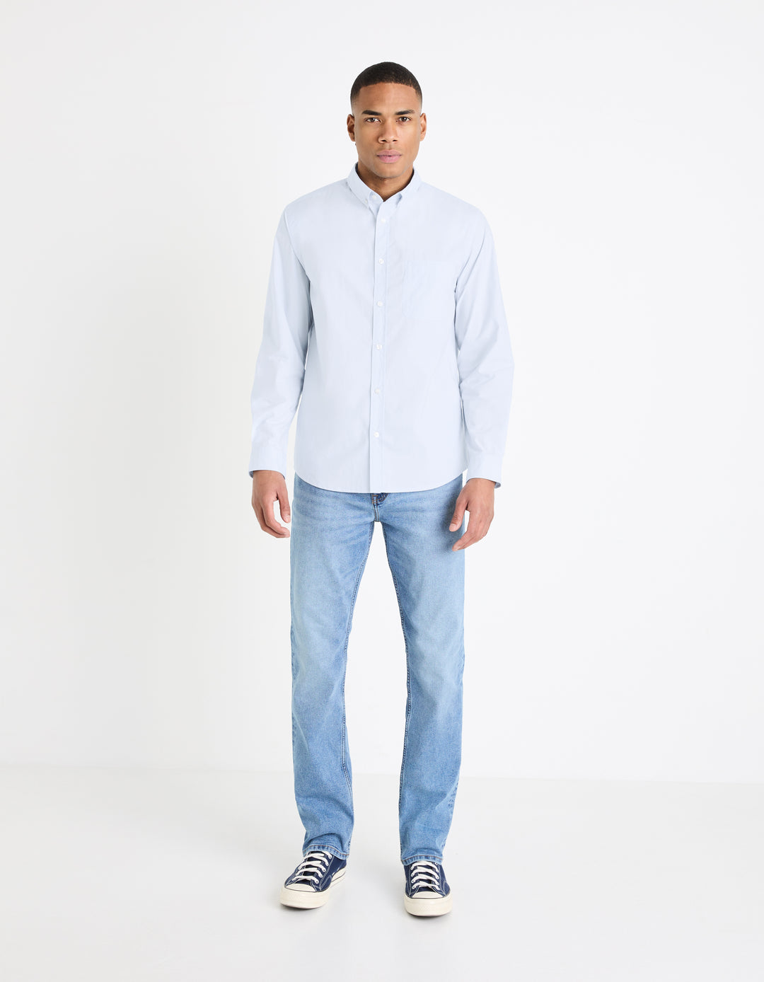 Regular buttoned collar shirt 100% cotton