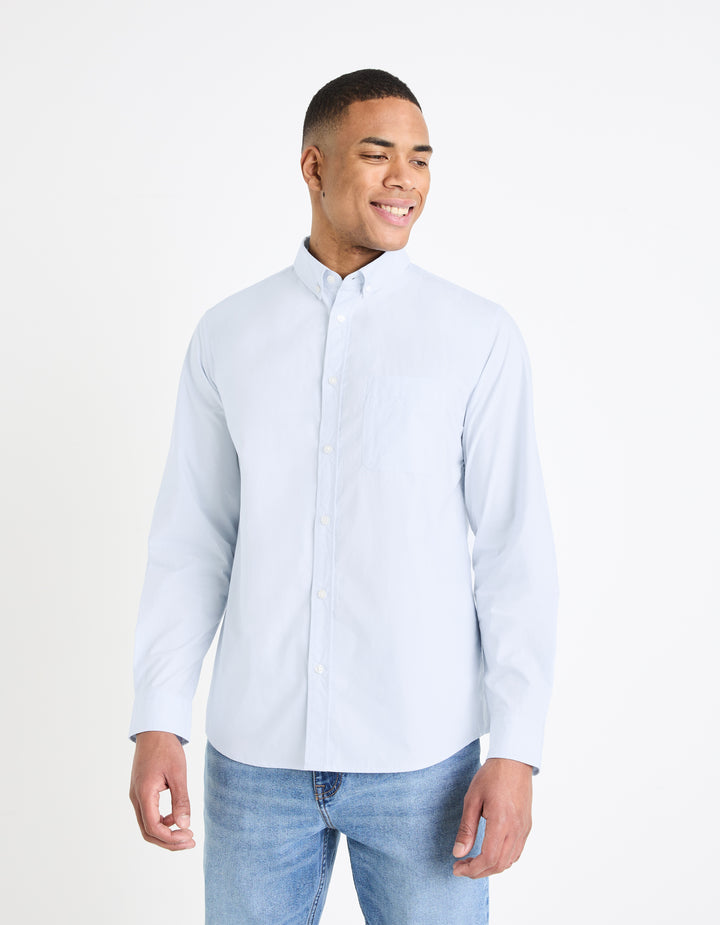 Regular buttoned collar shirt 100% cotton