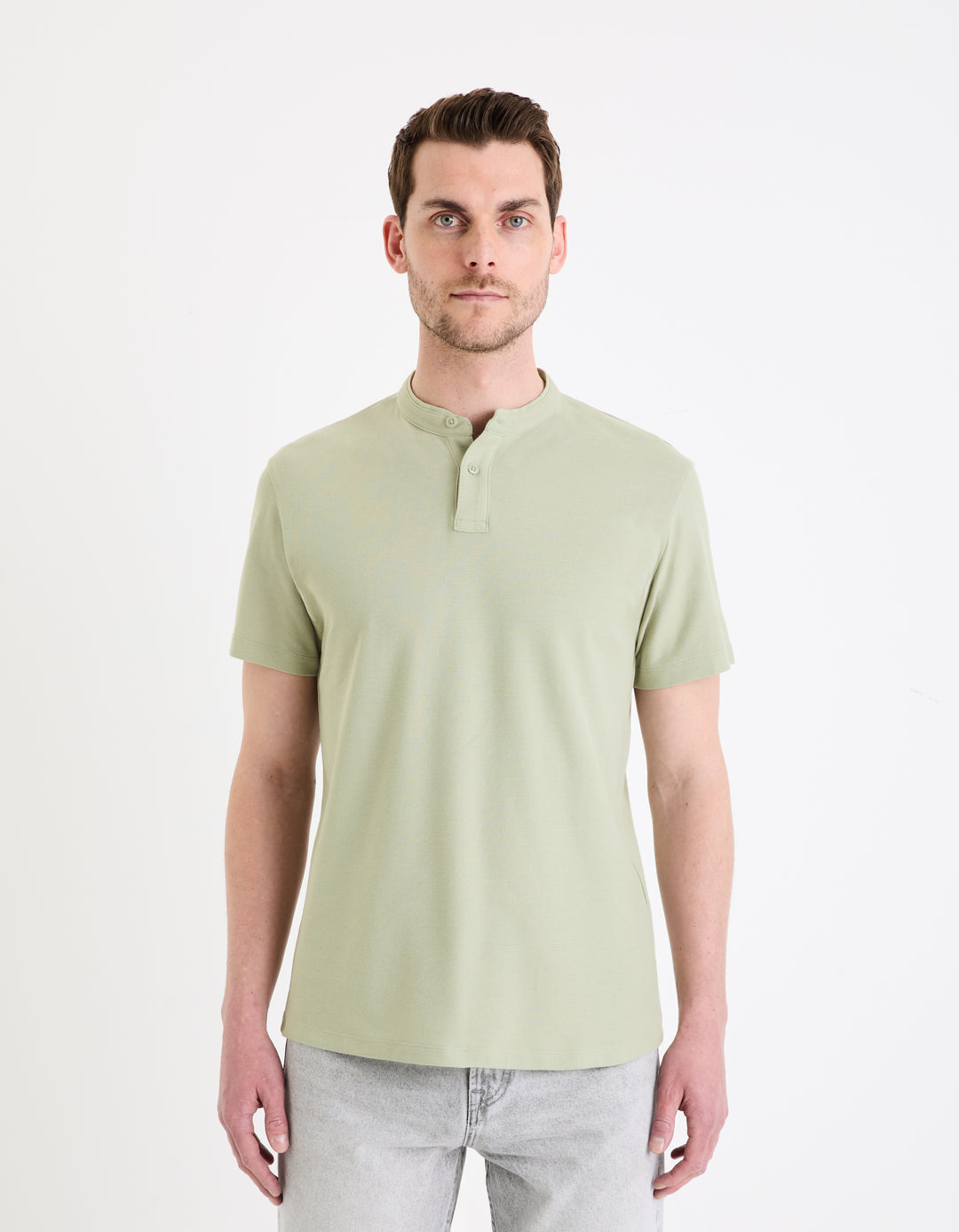 100% cotton mandarin collar polo shirt