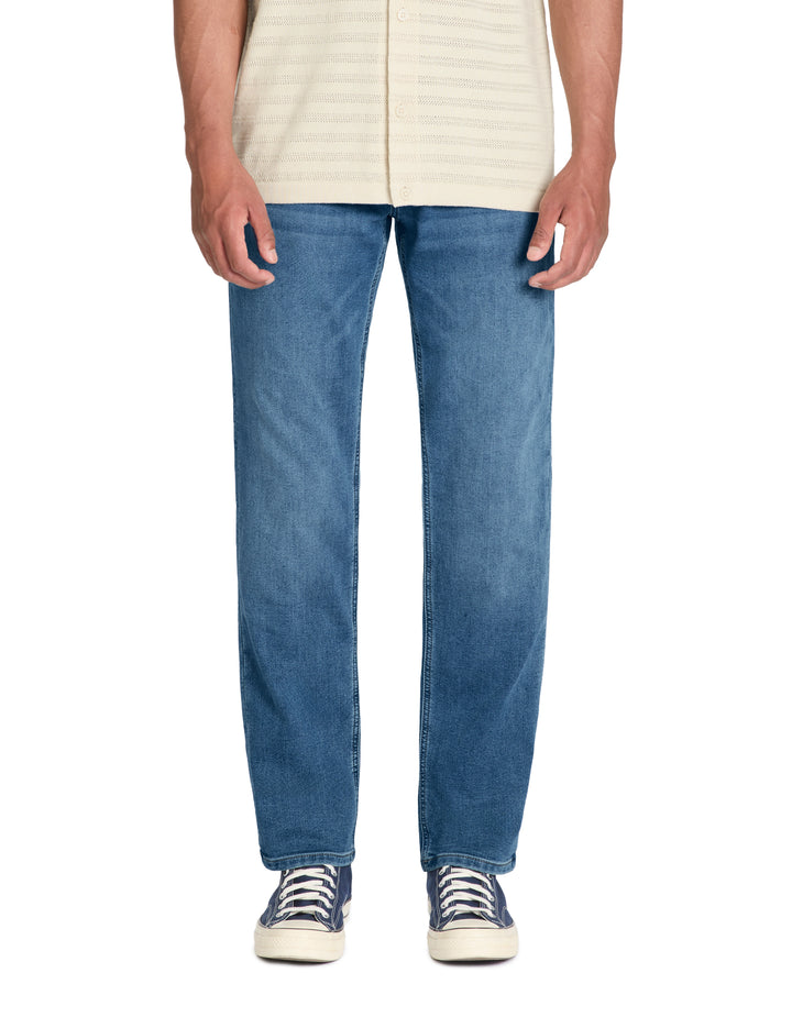 Straight cotton blend jeans