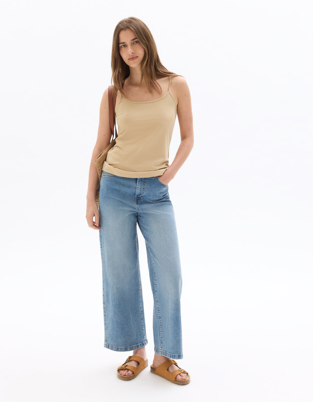 Plain tank top with thin straps