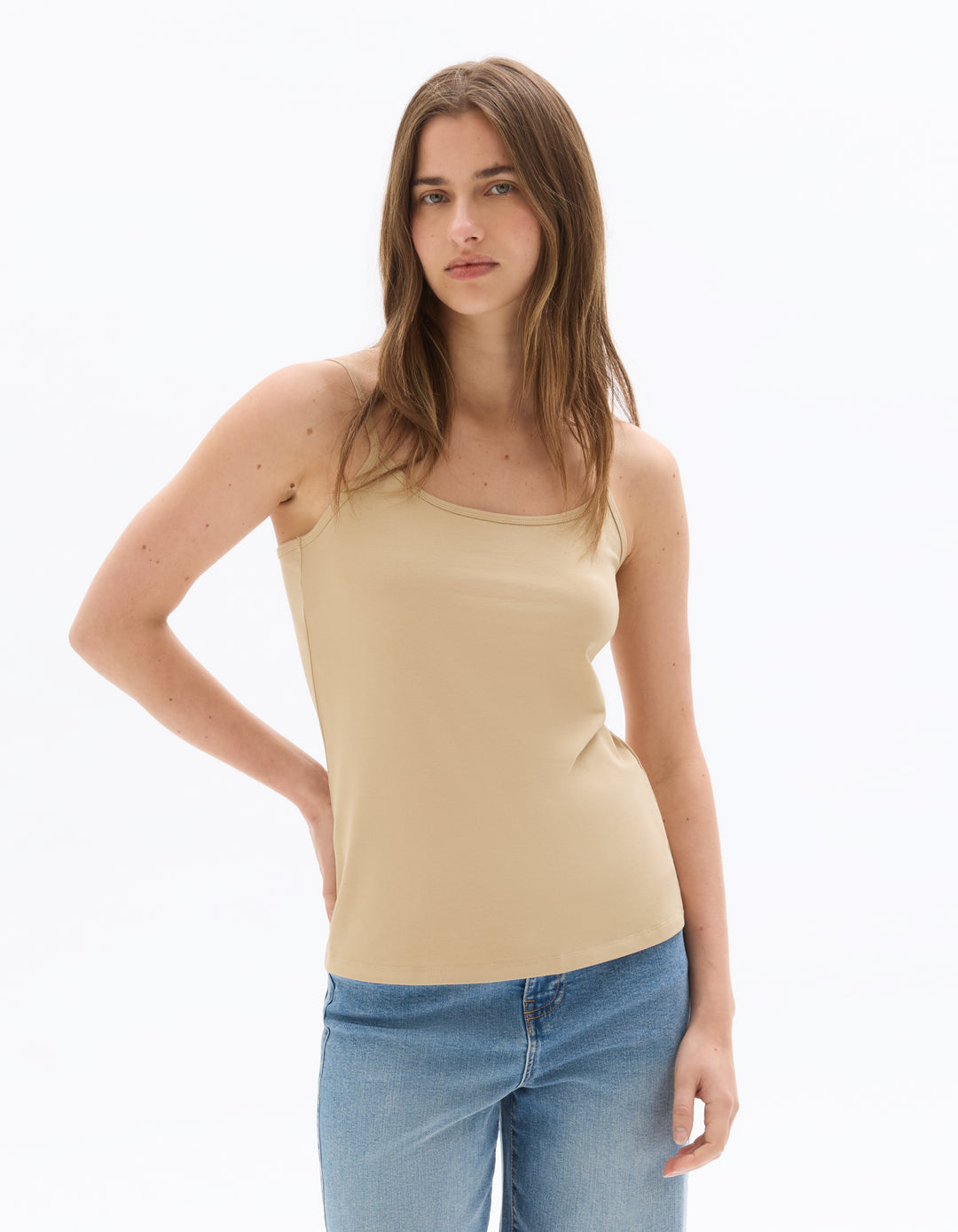 Plain tank top with thin straps