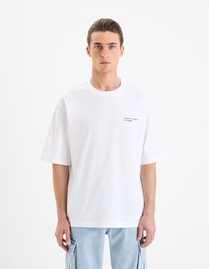 Oversized round-neck cotton T-shirt