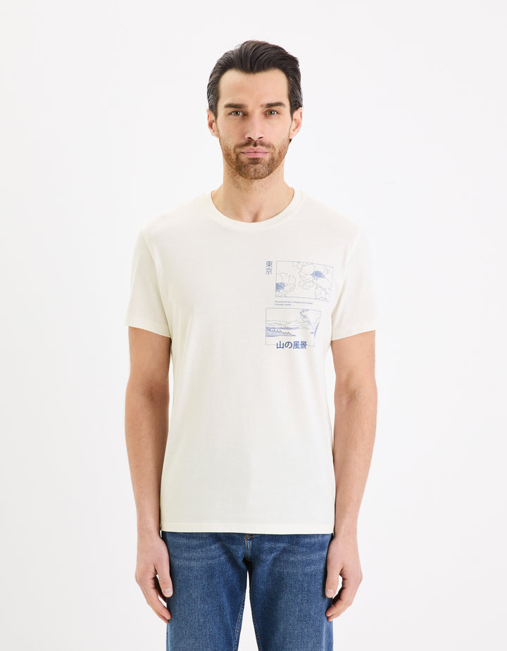 Straight round neck cotton T-shirt