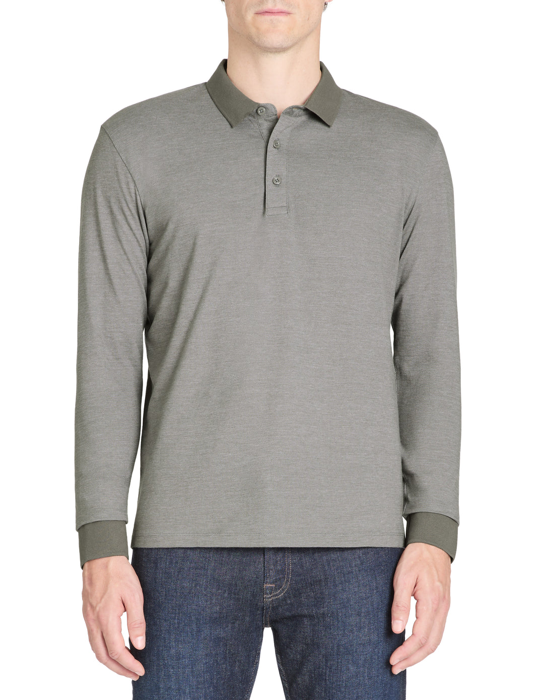 Men - Knitted - Polo Shirt - Long sleeves