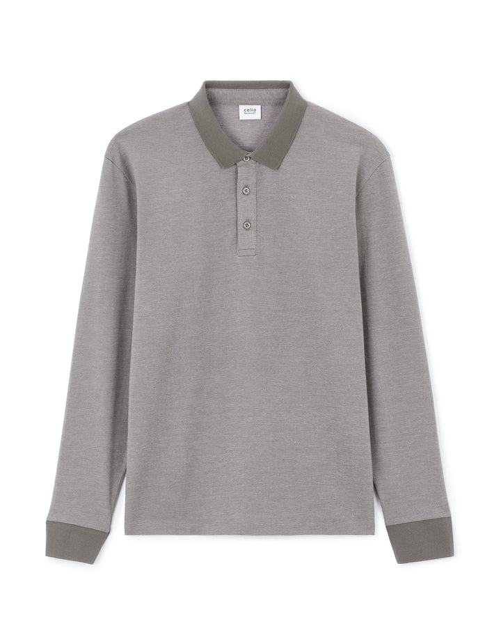 Men - Knitted - Polo Shirt - Long sleeves