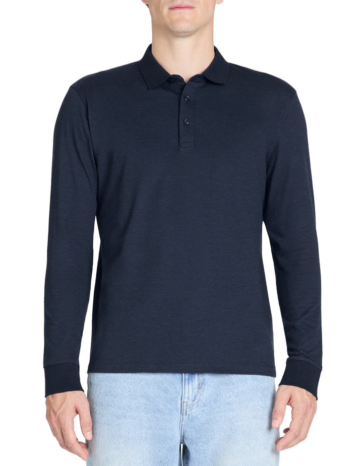 Men - Knitted - Polo Shirt - Long sleeves