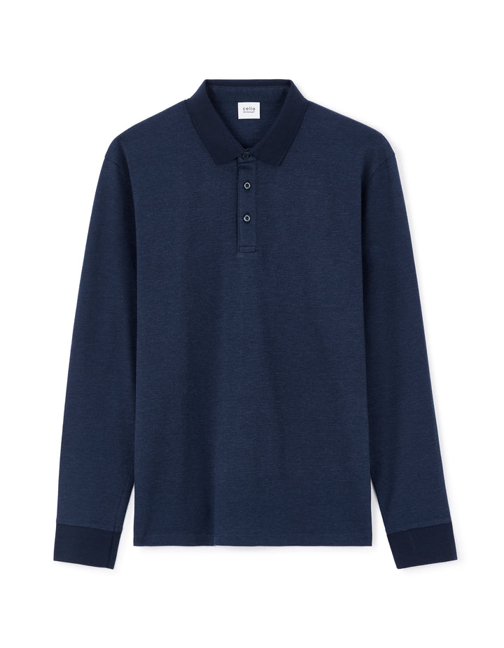 Men - Knitted - Polo Shirt - Long sleeves