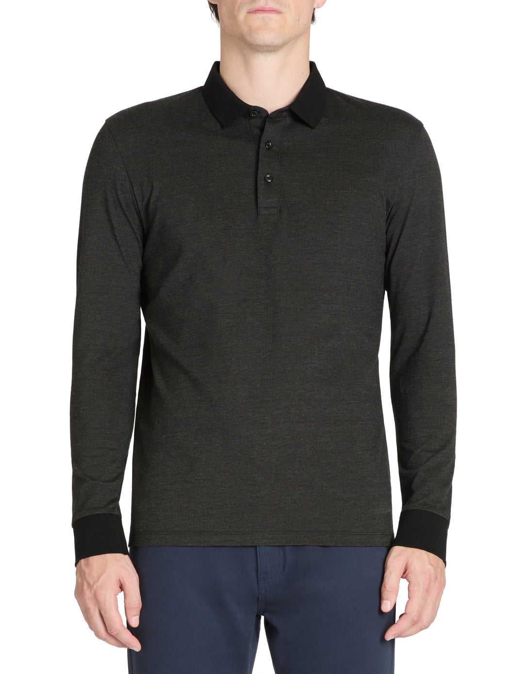 Men - Knitted - Polo Shirt - Long sleeves