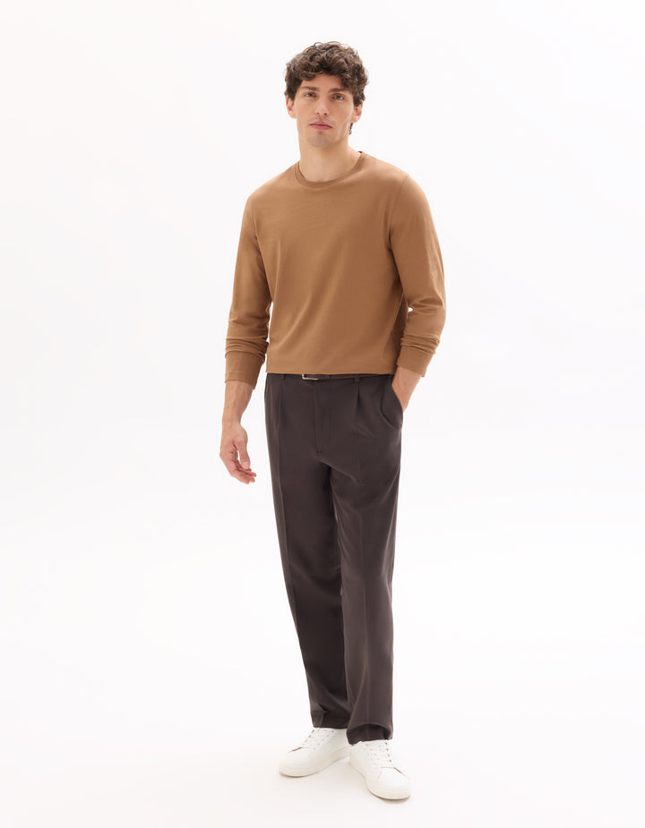 Regular fit long-sleeved 100% cotton T-shirt