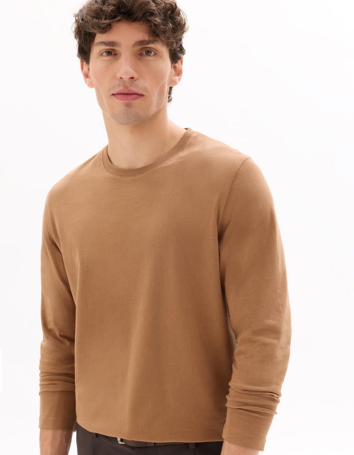 Regular fit long-sleeved 100% cotton T-shirt