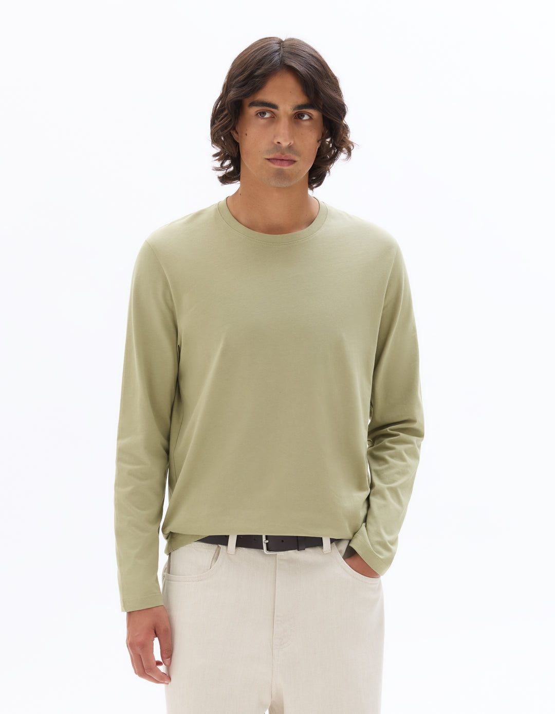 Regular fit long-sleeved 100% cotton T-shirt