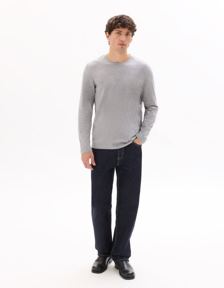 Regular fit long-sleeved 100% cotton T-shirt