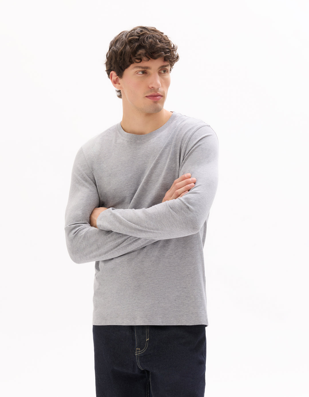 Regular fit long-sleeved 100% cotton T-shirt