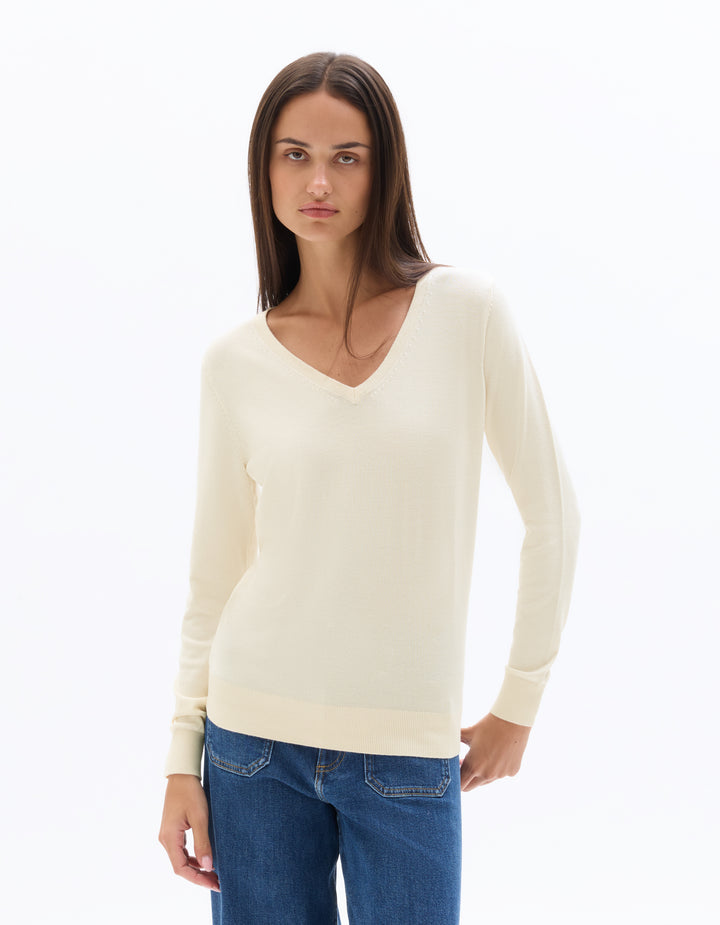 Fine knit V-neck sweater