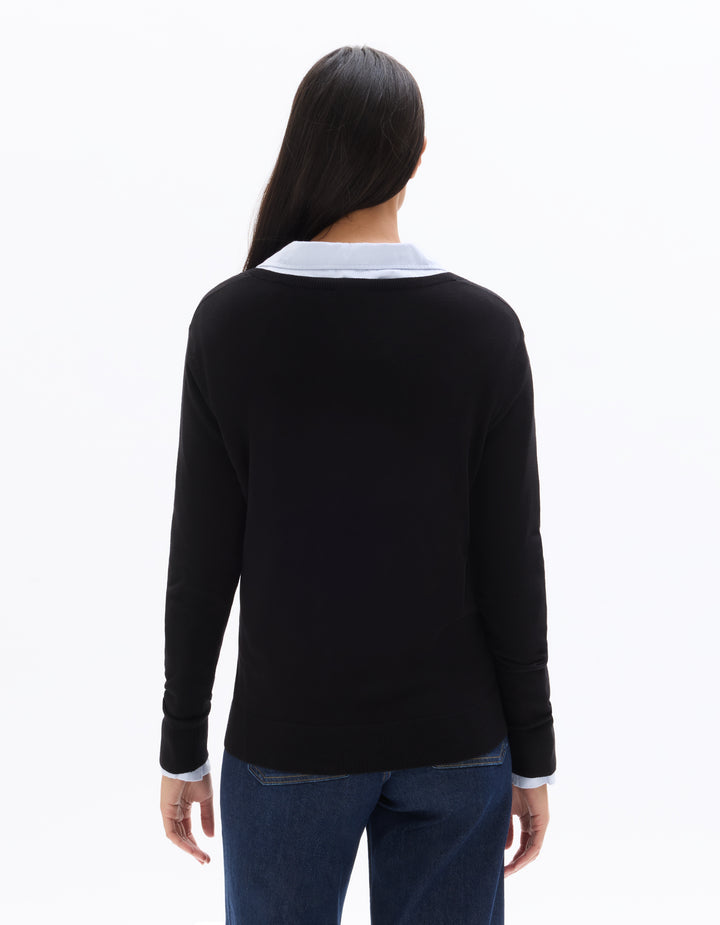 Fine knit V-neck sweater