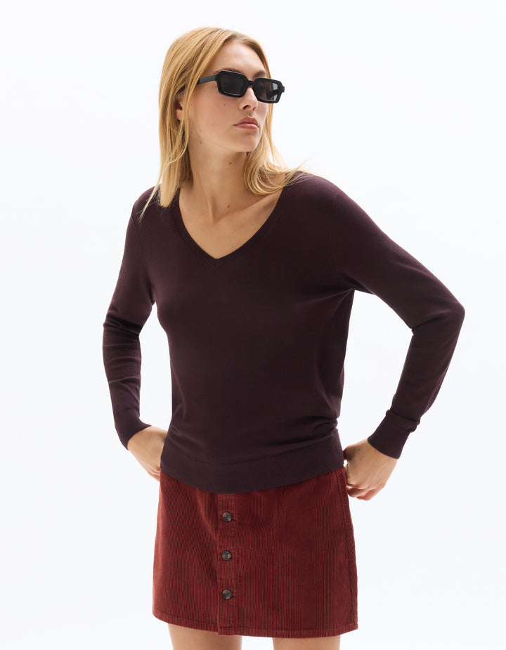 Fine knit V-neck sweater