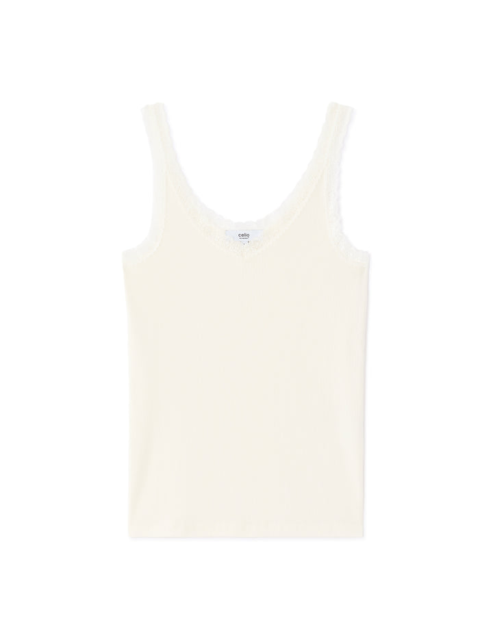 Ribbed lace tank top