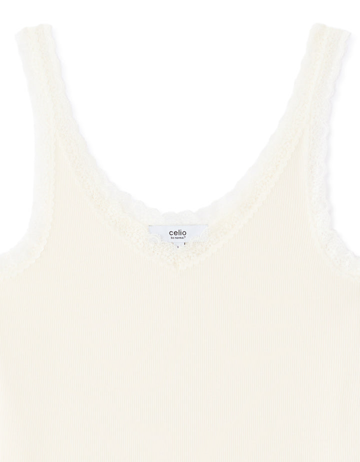 Ribbed lace tank top