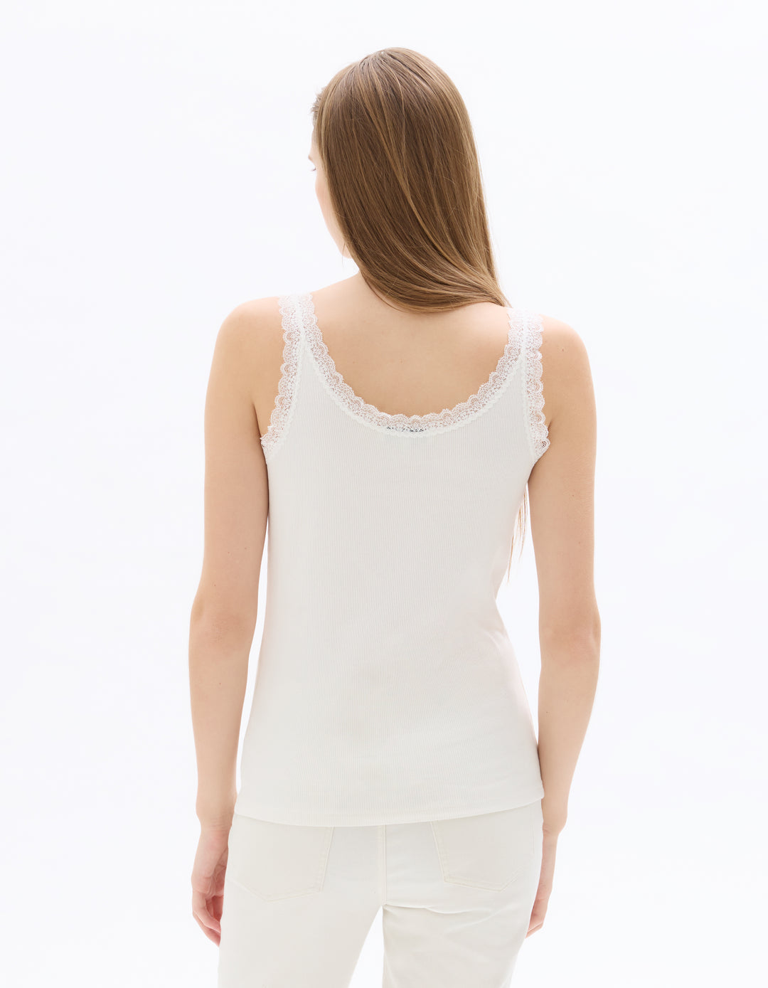 Ribbed lace tank top