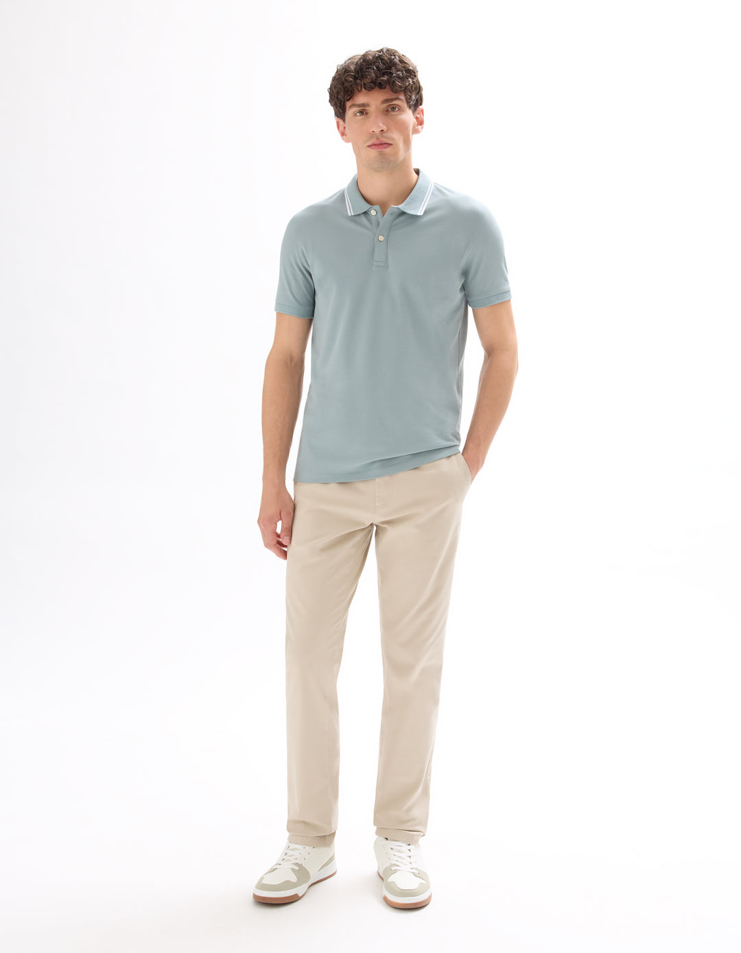 Slim stretch cotton polo shirt