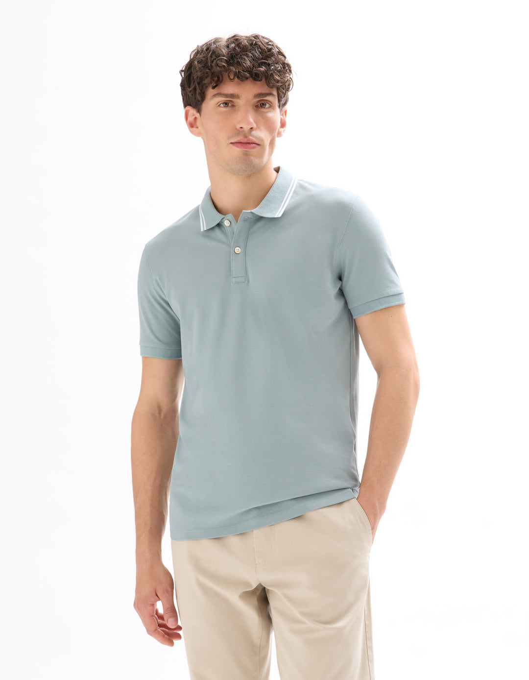 Slim stretch cotton polo shirt