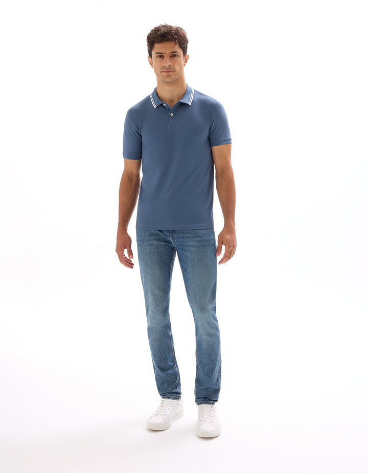 Slim stretch cotton polo shirt