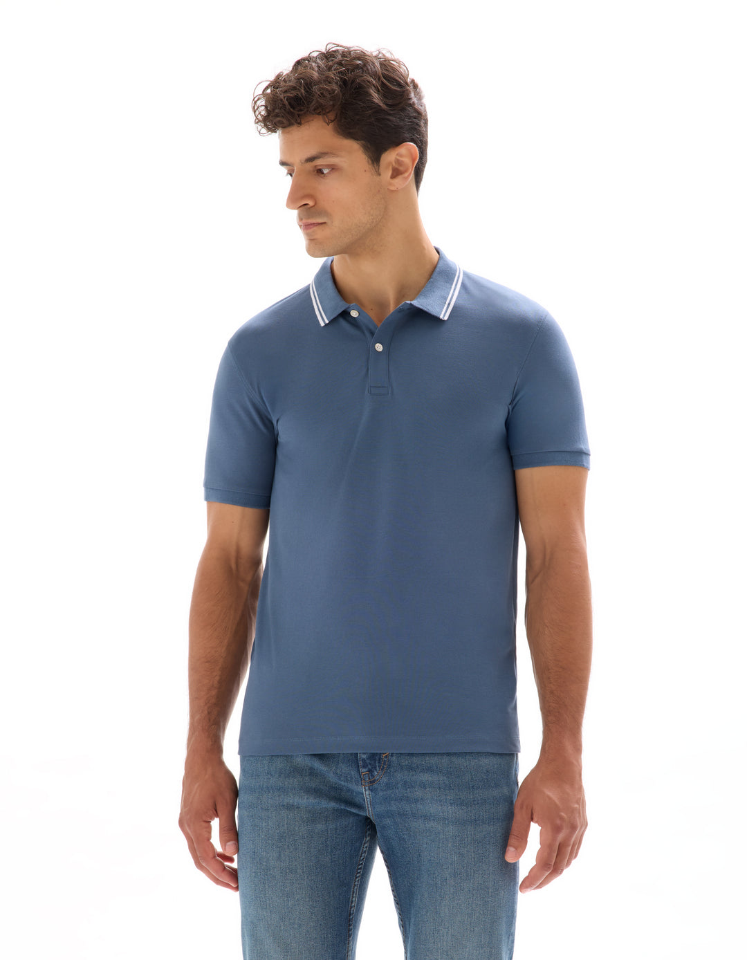 Slim stretch cotton polo shirt