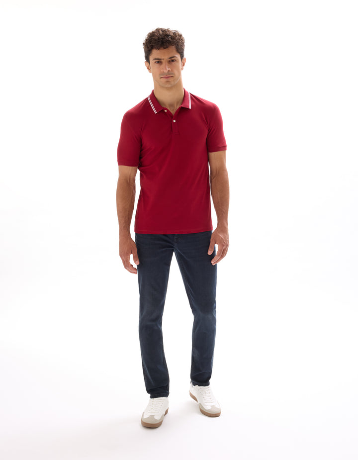 Slim stretch cotton polo shirt
