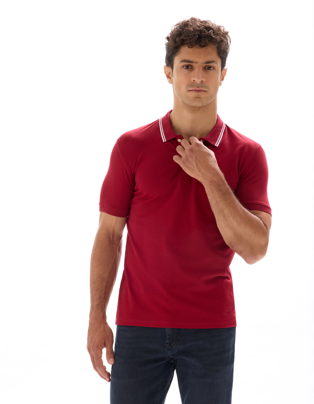 Slim stretch cotton polo shirt