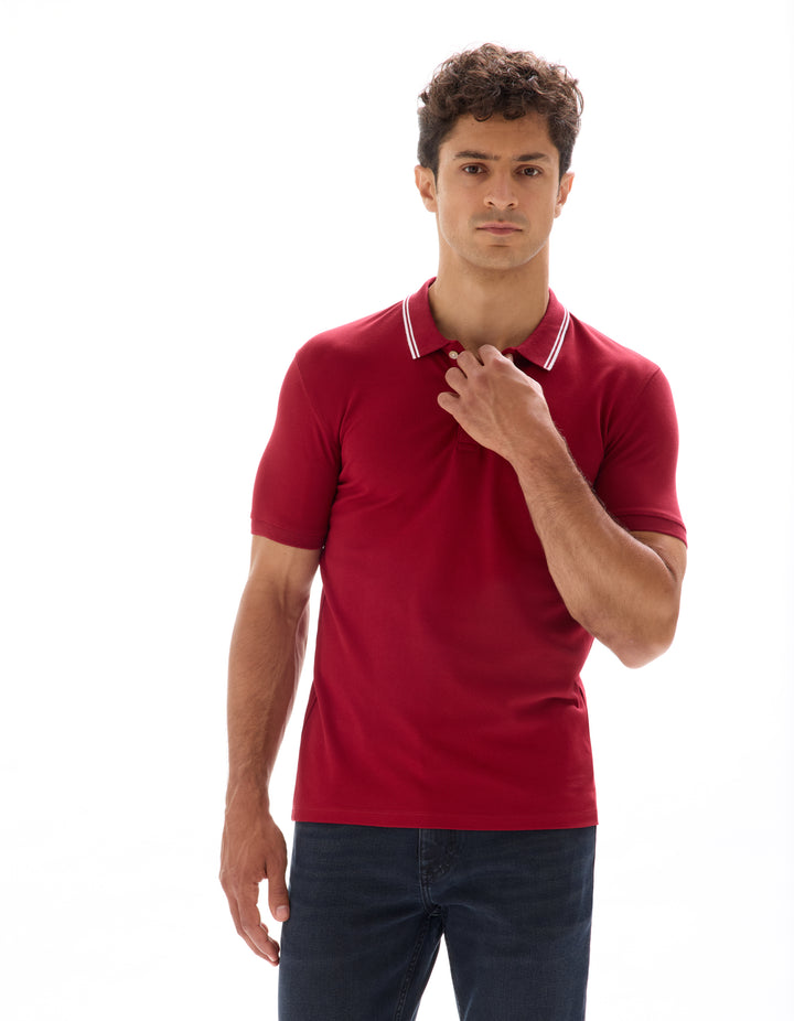 Slim stretch cotton polo shirt