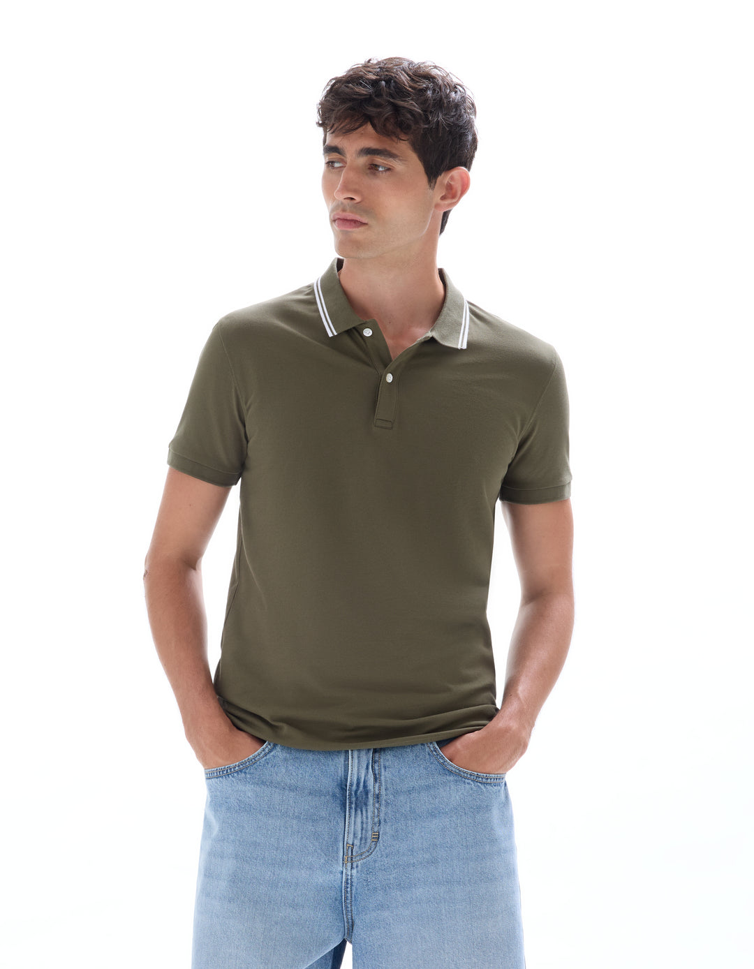 Slim stretch cotton polo shirt