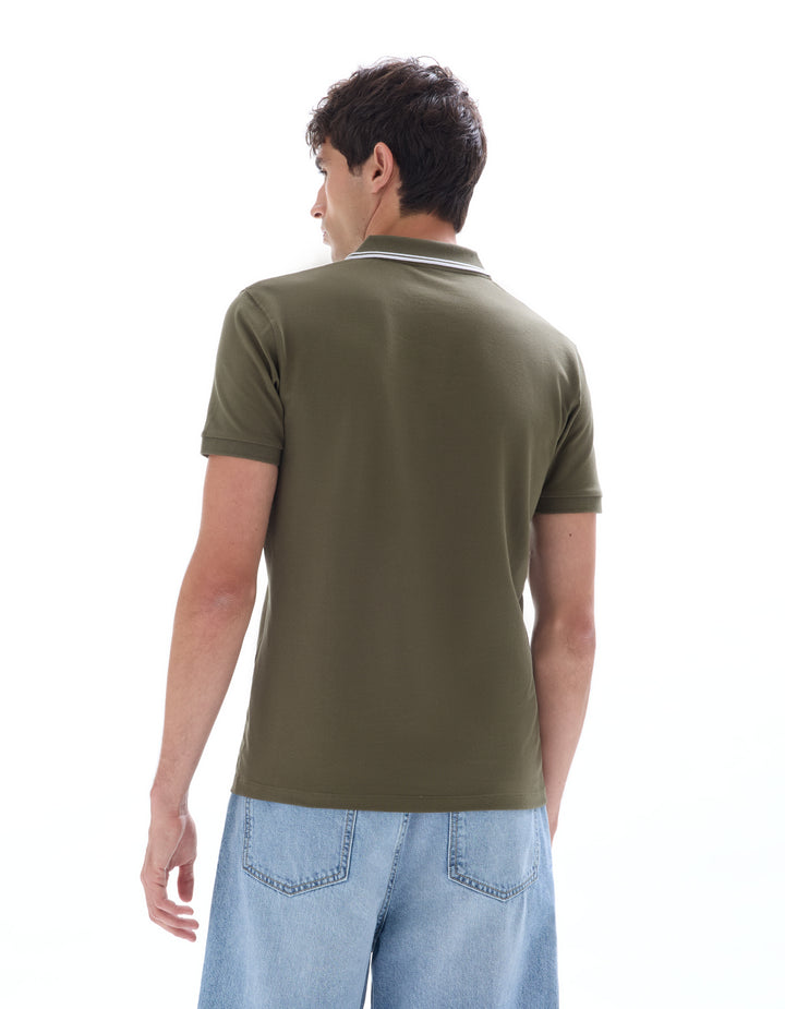 Slim stretch cotton polo shirt