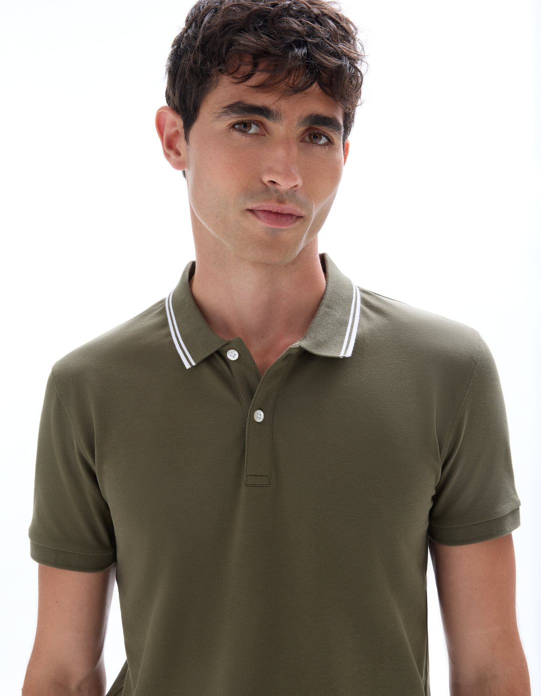 Slim stretch cotton polo shirt
