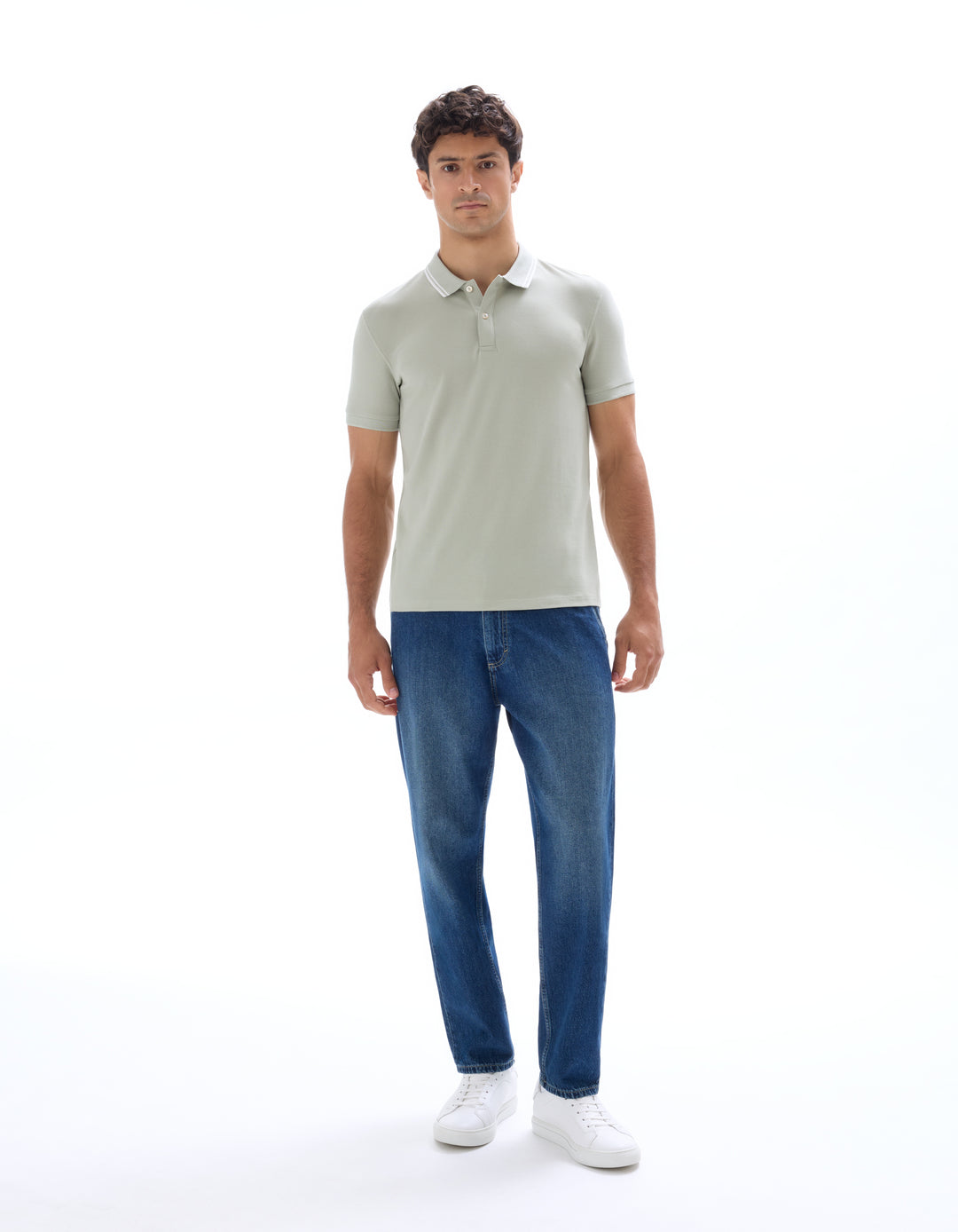Slim stretch cotton polo shirt