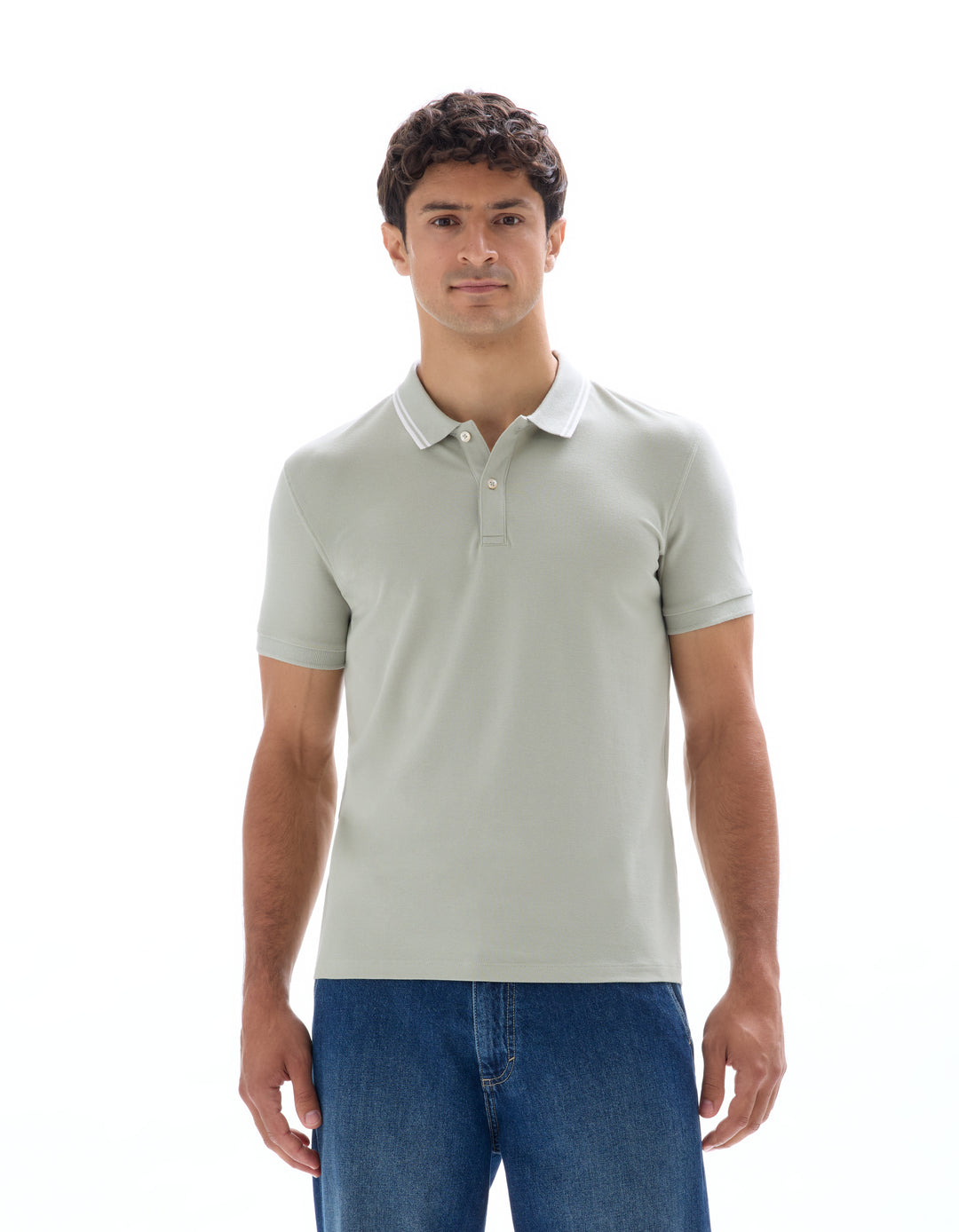 Slim stretch cotton polo shirt
