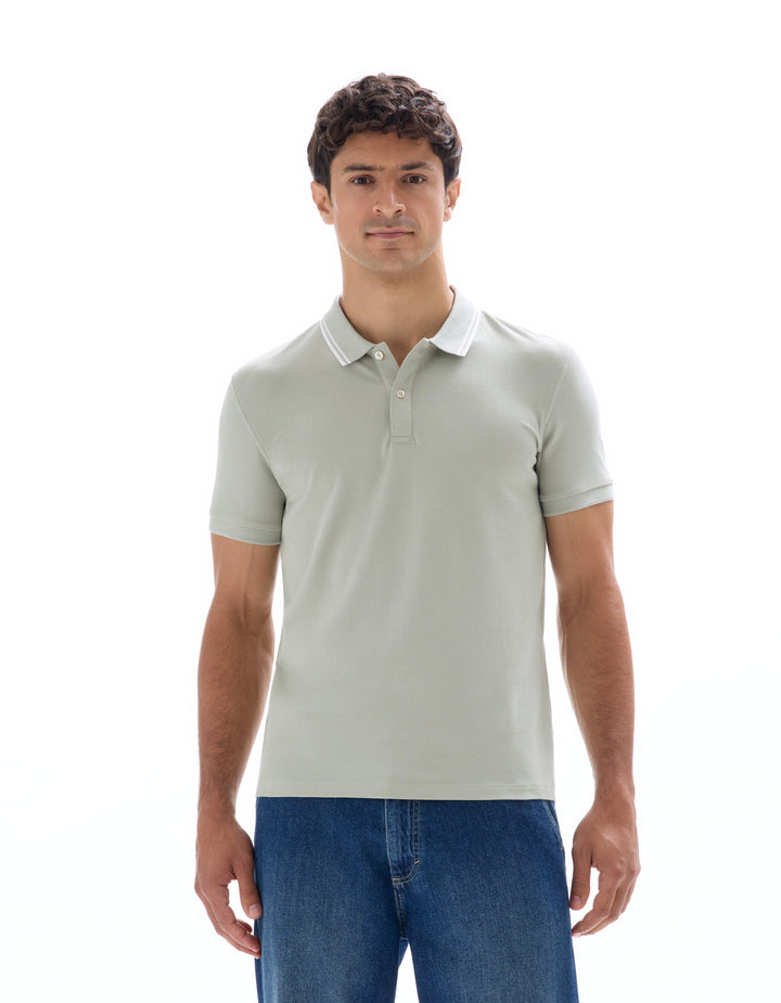 Slim stretch cotton polo shirt