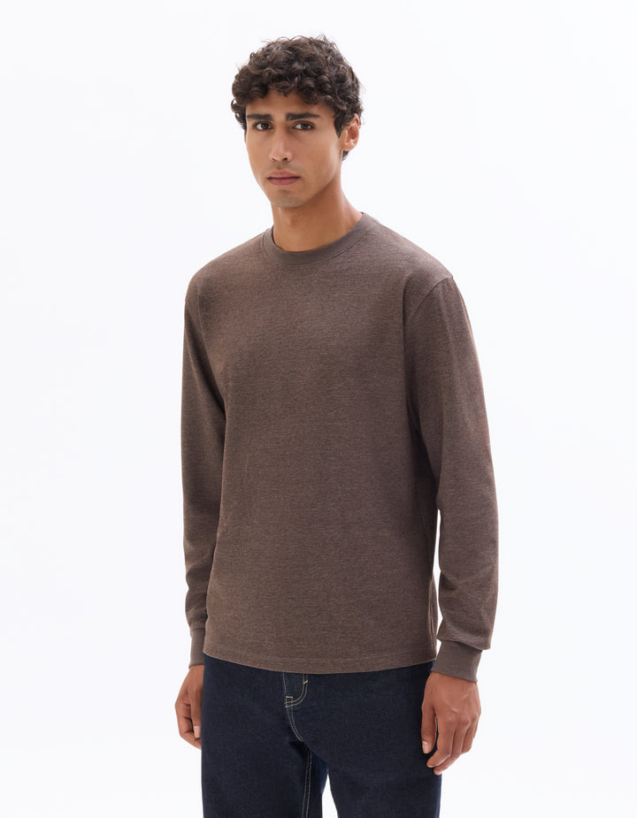 Relaxed long-sleeved cotton blend T-shirt